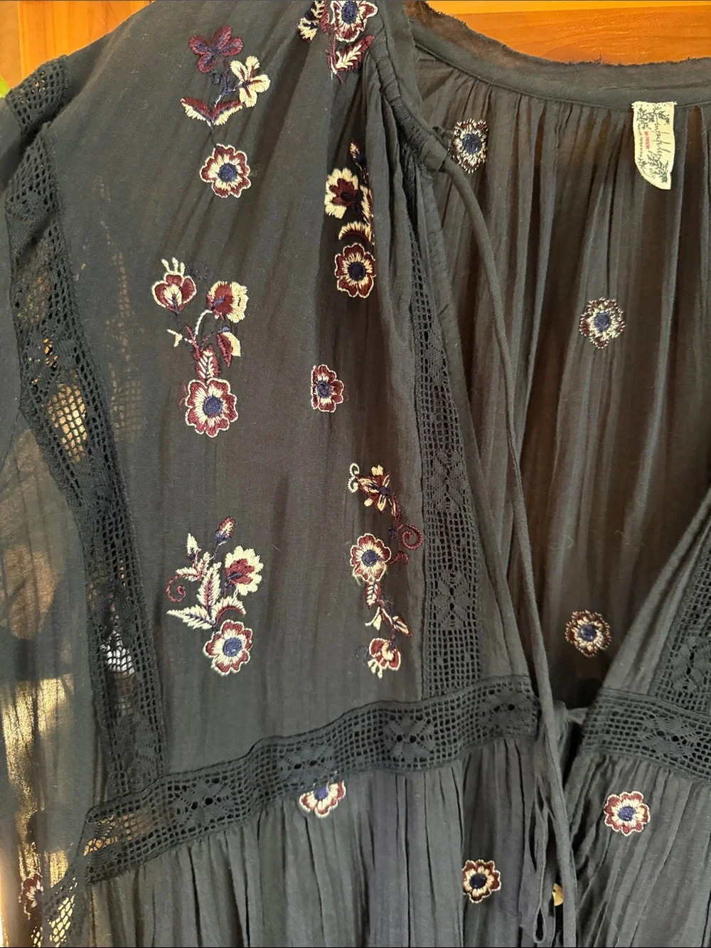 Free People Women’s black Embroidered Maxi Dress